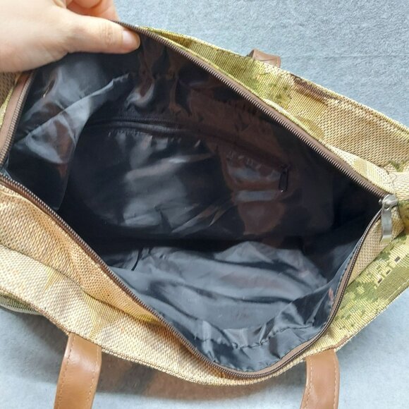 Vintage Lighthouse & Sailboat Tapestry Tote Bag With Brown Handles - Picture 9 of 14